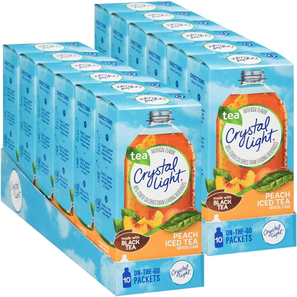 Crystal Light On-The-Go Peach Tea Drink Mix Packets, 10 Count (Pack of