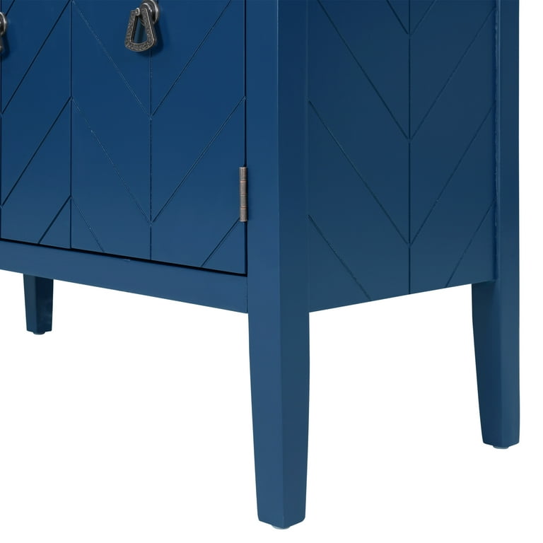 Kitchen Buffet Storage Cabinet, Adjustable Shelf Wood Console Table, 2  Doors Small Hallway Entry Table, 39 Blue Accent Cabinets for Living Room