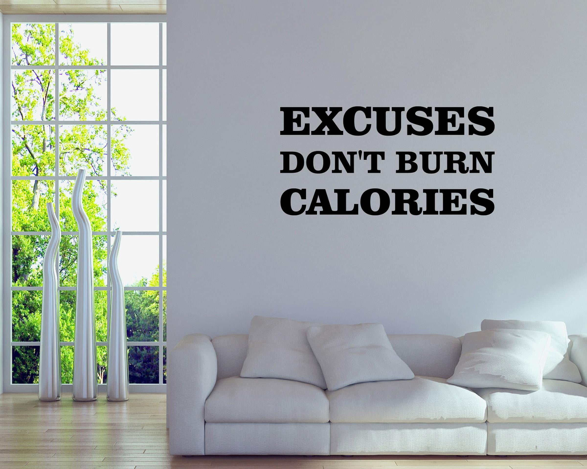 "Excuses Don't Burn Calories" Gym Wall Decal Sticker | Motivational Fitness Quote In Magenta (Large Vinyl)