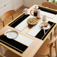 thumbnail image 5 of Modern Black Gold Placemats Set of 12 Minimalist Geometric Yellow Striped Place Mats Indoor Wipeable Table Mats Washable Cloth Dining Table Placemats for Kitchen Holiday Party Home Decor 13x19 Inch, 5 of 9