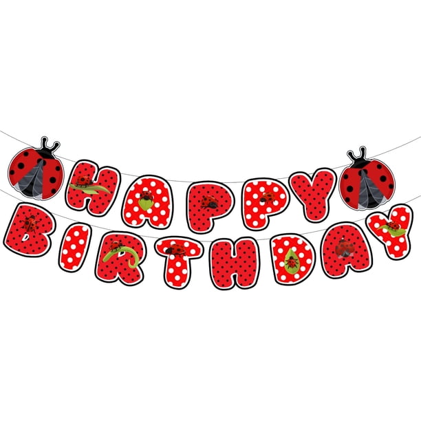 Cartel de cartón DIADARL con diseño de mariquita, feliz cumpleaños, 5 x 5 cm