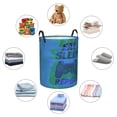 thumbnail image 4 of ZICANCN Laundry Basket Organizer, Eat Sleep Game Eat Sleep Game Repeat Cartoon Two Color Blue Collapsible Hamper for Bathroom Bedroom Laundry Room, Medium Size, 4 of 7
