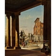 thumbnail image 2 of Ditlev Martens 20x23 Black Ornate Framed Double Matted Museum Art Print Titled: The Capitol in Rome, from the Colonnade of the Palazzo Dei Conservatori, 2 of 5