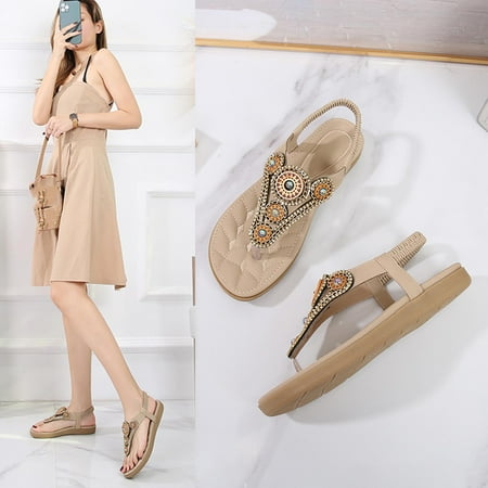 

Herrnalise Summer Bohemian Sandals Women Flat Sole Casual Flat Big Size Flip Flops Shoes