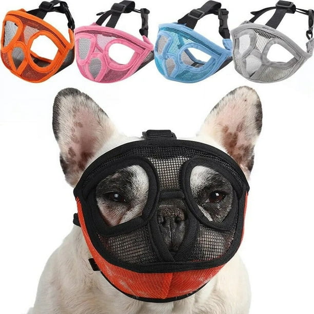 Short Snout Pet Dog Muzzles Adjustable Breathable Mesh French Bulldog Pug Mouth Muzzle Mask Anti Stop Barking Dog Supplies Hot ShopWise Round Walmart en linea
