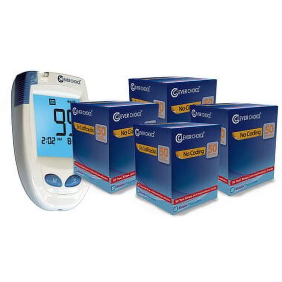 Clever Choice HD Blood Glucose Meter [ ] Pharmacist Choice 200 Test Strips For GLucose Care
