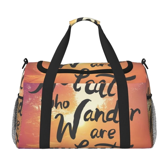 Balery Not All Who Wander Are Lost Bolsa de Gimnasio para Mujeres, Bolsa de Viaje con Bolsillo Húmedo, Bolsa de Fin de Semana para Mujeres, Bolsa de Viaje Resistente al Agua