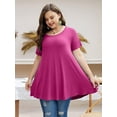 thumbnail image 6 of Womens Plus Size Short Sleeve Casual Summer Round Neck Shirts Tunics for Leggings, 6 of 6
