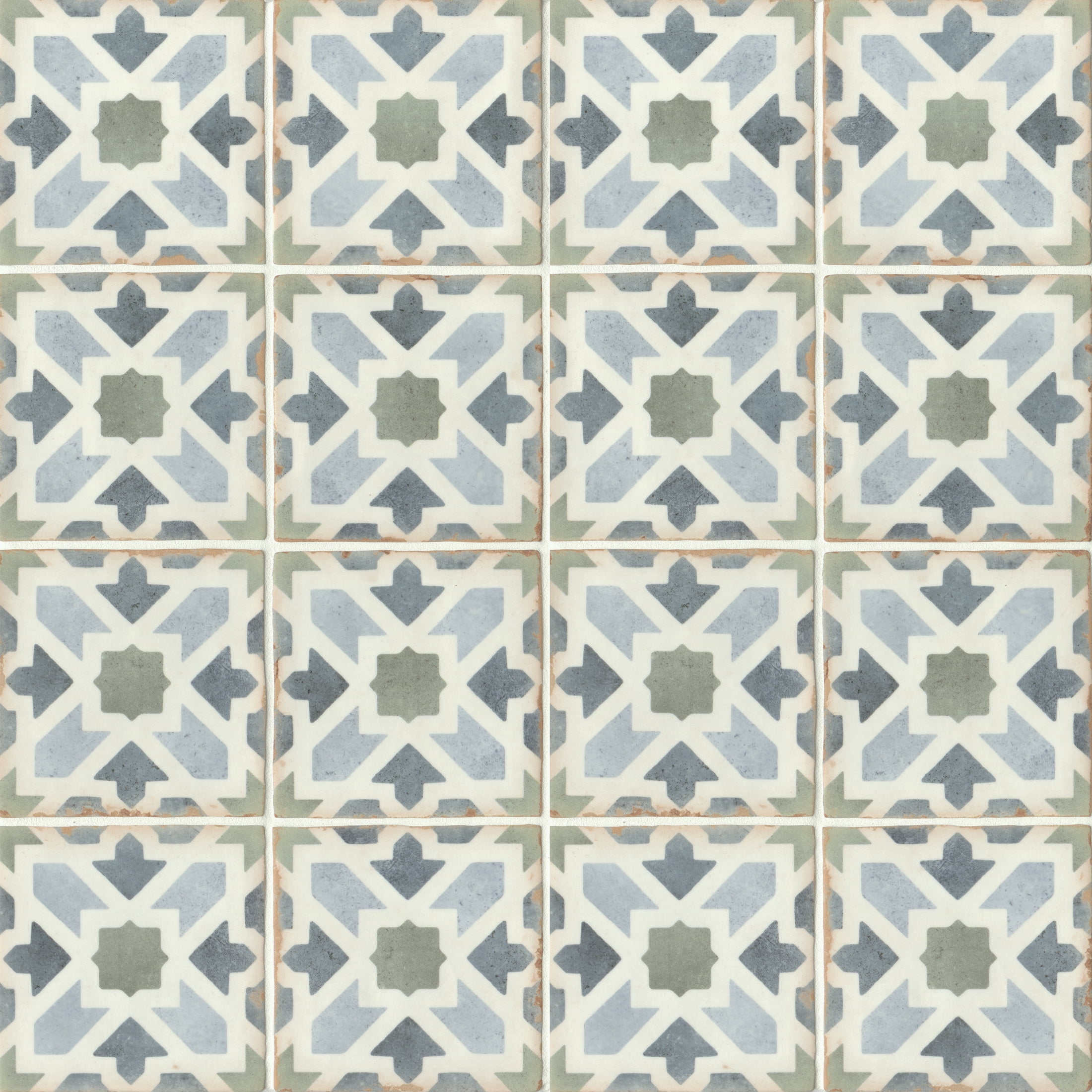 Casablanca 5" x 5" Green and Blue Ceramic Tile