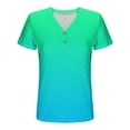 thumbnail image 7 of Scyoekwg Womens Tops Hide Belly Tunic Summer Short Sleeve T Shirts Button V Neck Dressy Casual Loose Blouses for Leggings (Green,XXXL）, 7 of 7