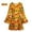 Yellow, variant on for Women 70s Hippie Disco Dress with Headscarf Print Two Piece Set Contemporary Party Attire