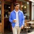 thumbnail image 6 of CCRFTGI Zip Up hoodie for Men Oversized Casual Jacket Sweatshirt Long Sleeve Fall Sweatshirts for Men Blue L, 6 of 6