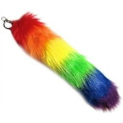 Rainbow Pride Faux Fur Fox Tail with Keyring