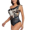 thumbnail image 3 of Picia Surrealist Cow Pattern Women's One Piece Swimsuits,One Shoulder Swimwear Asymmetric ,Ruffle Monokinis Bathing Suits,High Waisted Flattering Bathing Suits-Large, 3 of 8