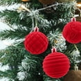 thumbnail image 2 of Juego de 12 bolas de Navidad de terciopelo para árbol de Navidad, 2,36 pulgadas, irrompibles, flocadas, para colgar con 4 estilos para decoración de fiestas, bodas y vacaciones (rojo), 2 of 6