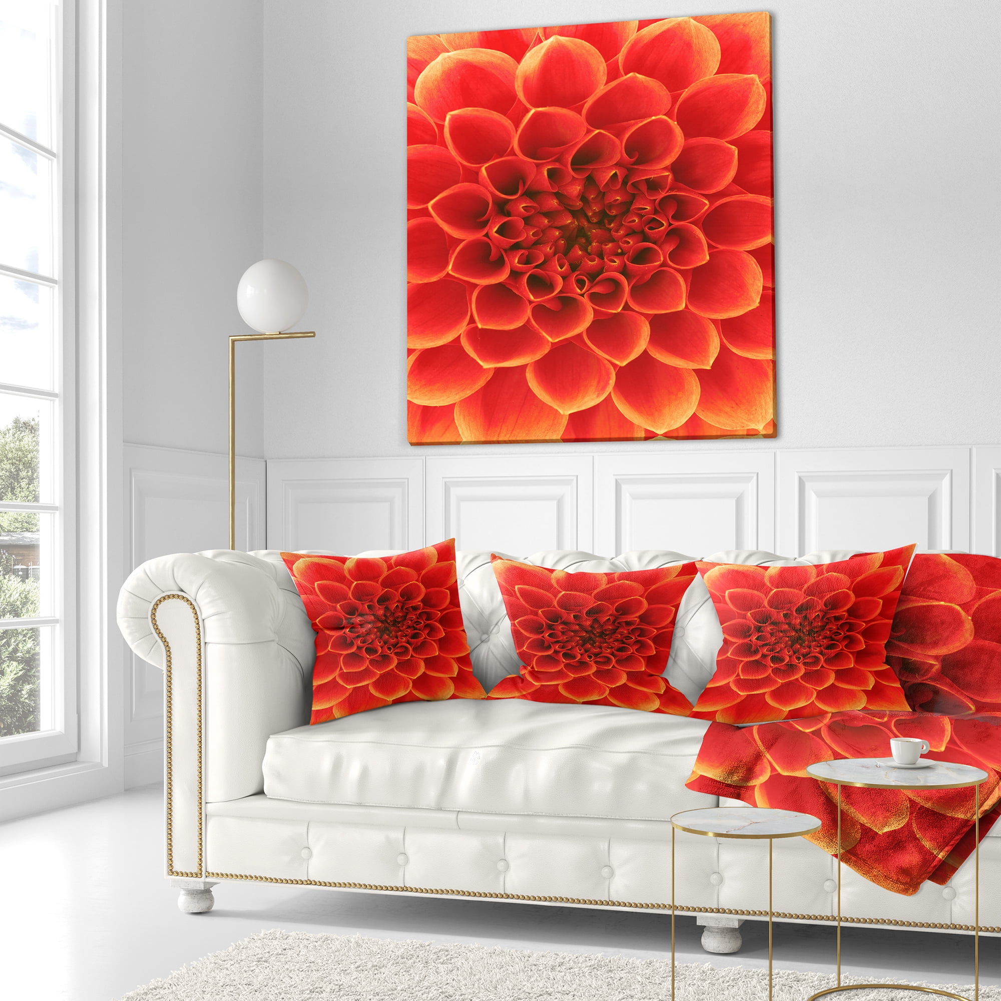 Designart 18" x 18" Orange Polyester Throw Pillow