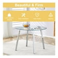 thumbnail image 5 of 42" Glass Dining Table Set for 6, Round Dining Room Table Set for 6, Modern Kitchen Table Set with 6 PU Leather Chairs and Arched Metal Legs for Dining Room, White, 5 of 8