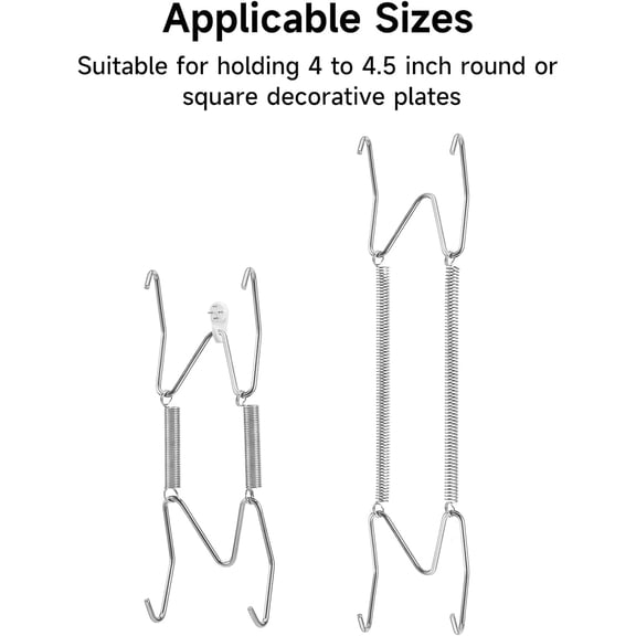 PYYAN-10 Pack Plate Hangers, 4 Inch Wall Plate Hangers with 12 Pack Wall Hooks, Compatible 4 to 4.5 Inch Decorative Arts