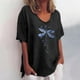 thumbnail image 2 of Camisas sexy para mujer Cuello redondo Manga corta Tops Impreso Blusa regular Fridja zx2058, 2 of 5