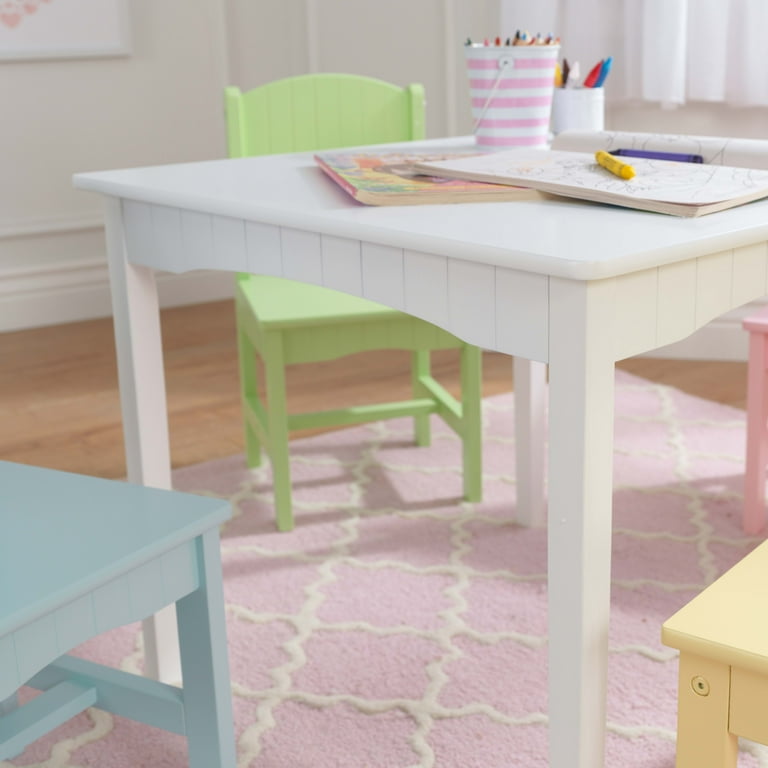KidKraft Nantucket Children s Wooden Table 4 Chair Set Pastel Colors