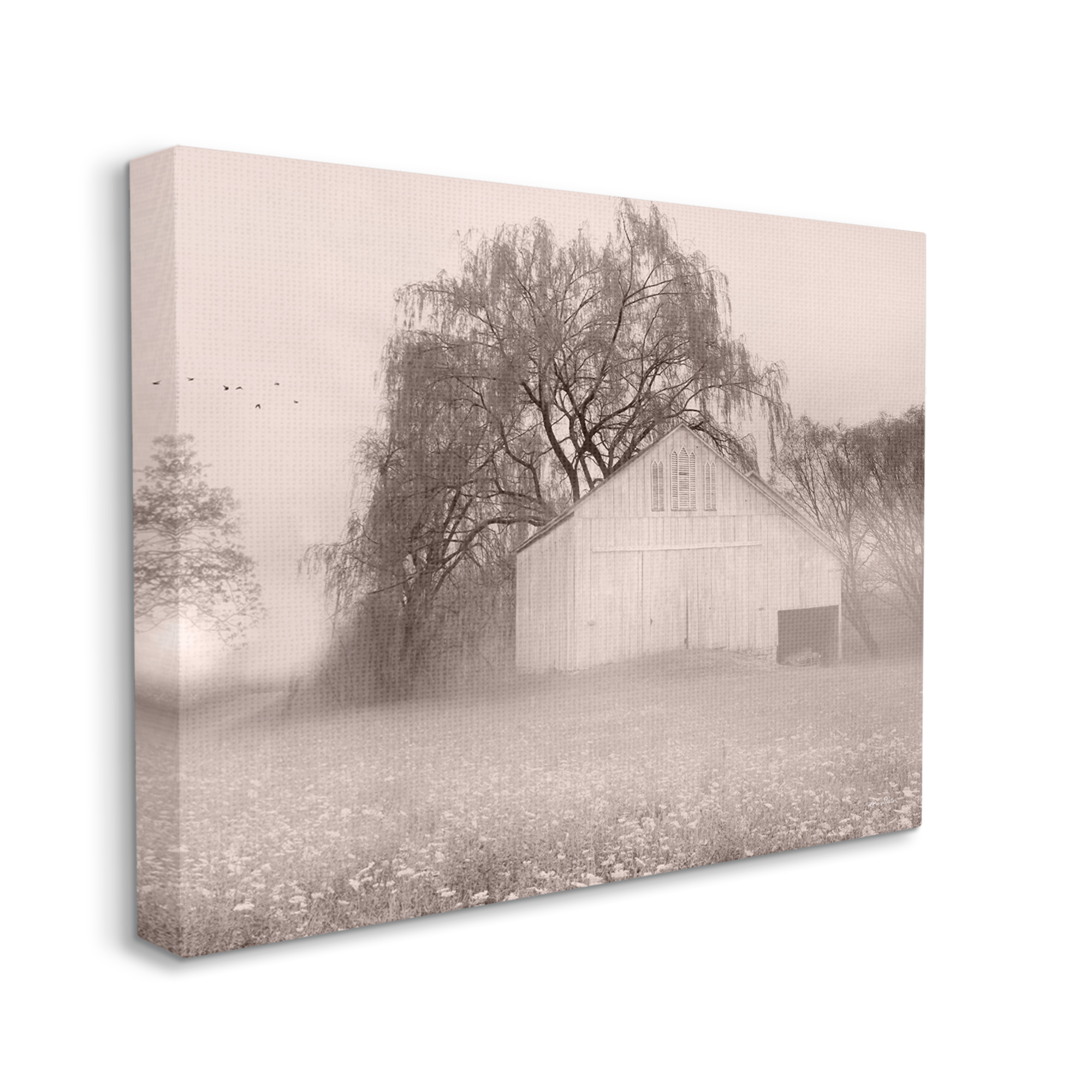 Stupell Industries Quaint Wildflower Meadow Countryside Barn Farmland Fog Photograph Gallery Wrapped Canvas Print Wall Art, Design by Lori Deiter
