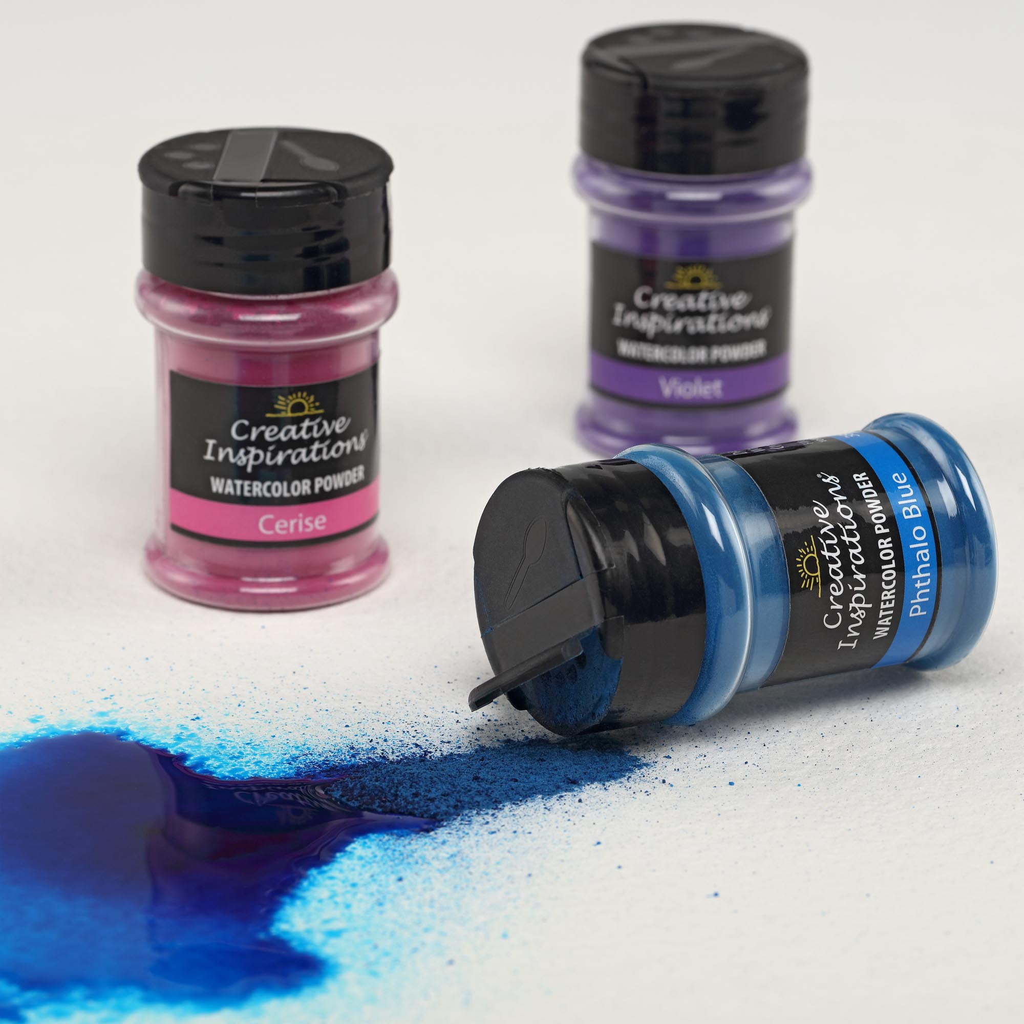 Creative Inspirations Powder Watercolor Paint 3 Pack - 38g Shaker Bottle, Slate Blue - Dye-Based Water-Soluble Crystalline Pigments - Non-Toxic, Perfect for Abstract and Spontaneous Effects