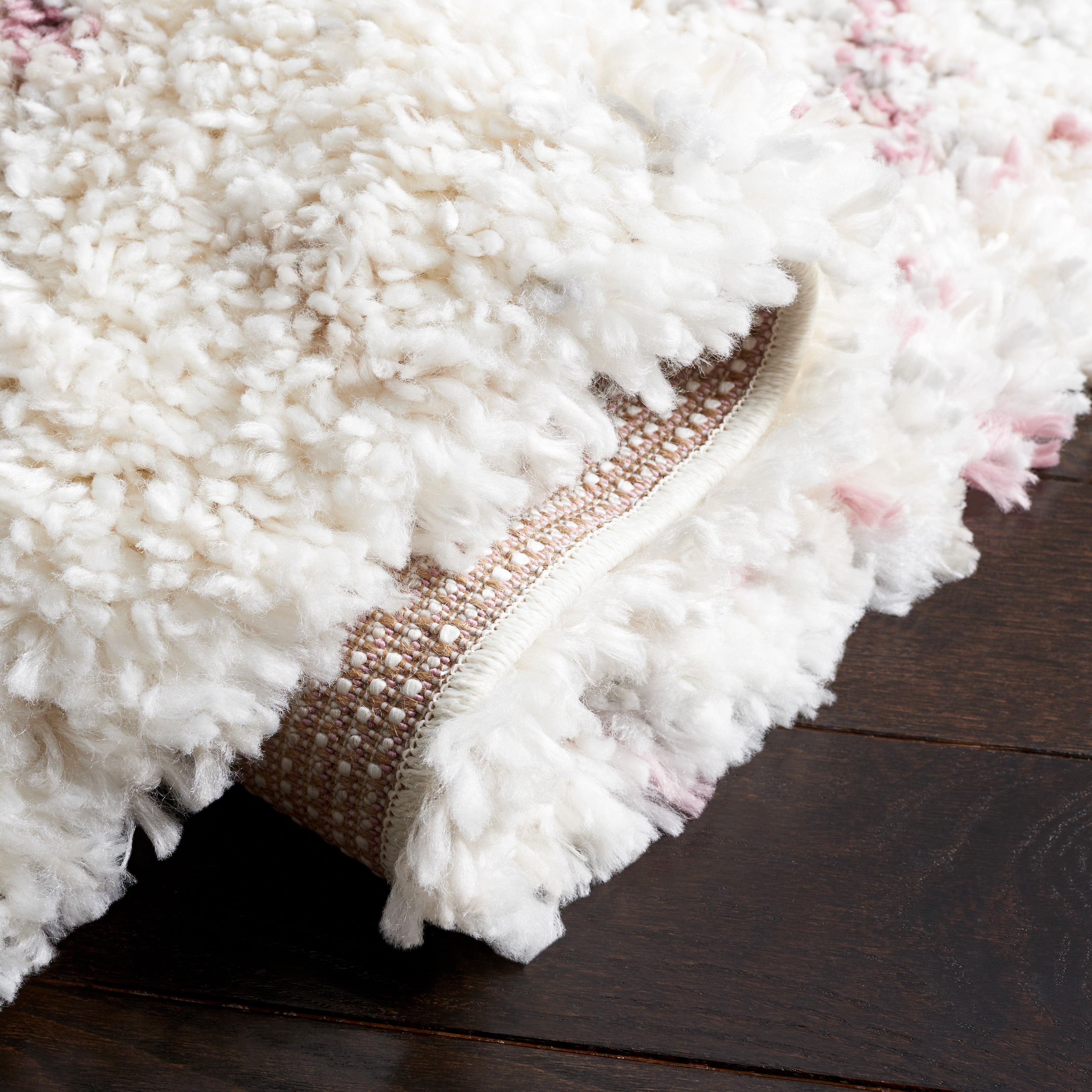 SAFAVIEH Fontana Shag Darina Diamond Plush Area Rug, Pink/Ivory, 10' x 14'