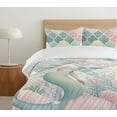 thumbnail image 4 of Ambesonne Memaid Duvet Cover Set, Pastel Undersea Scales Shell, Calking, Pale Teal Soft Pink, 4 of 4