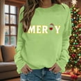thumbnail image 4 of HOMBOM Womens Christmas Sweatshirts Festive Green Crewneck Greflying Graphic Merry Sweatshirt for Adult Xmas, 4 of 6
