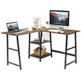 thumbnail image 1 of Gymax Bureau d'Ordinateur d'Angle en L Table d'Étude avec Étagères de Rangement Brun Rustique, 1 of 10
