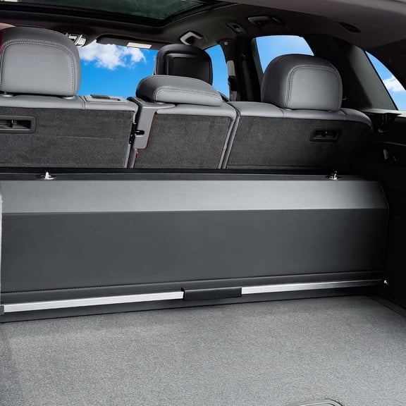 XCF Car Trunk Organizer Sturdy Car Storage Organizer with Lid and Push-pull Handle Collapsible Leather Cargo Organizer for Suv, Truck, Sedan, Van (Black, 40.5 x 11.4 x 12.2in)