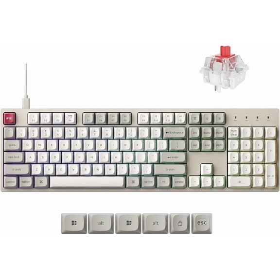 Keychron C2 Pro Wired Custom Mechanical Keyboard with Keychron Super Linear Red Switch, Full Size Custom RGB Backlit, OSA PBT Double Shot Keycaps Compatible with Mac Windows Linux - Retro