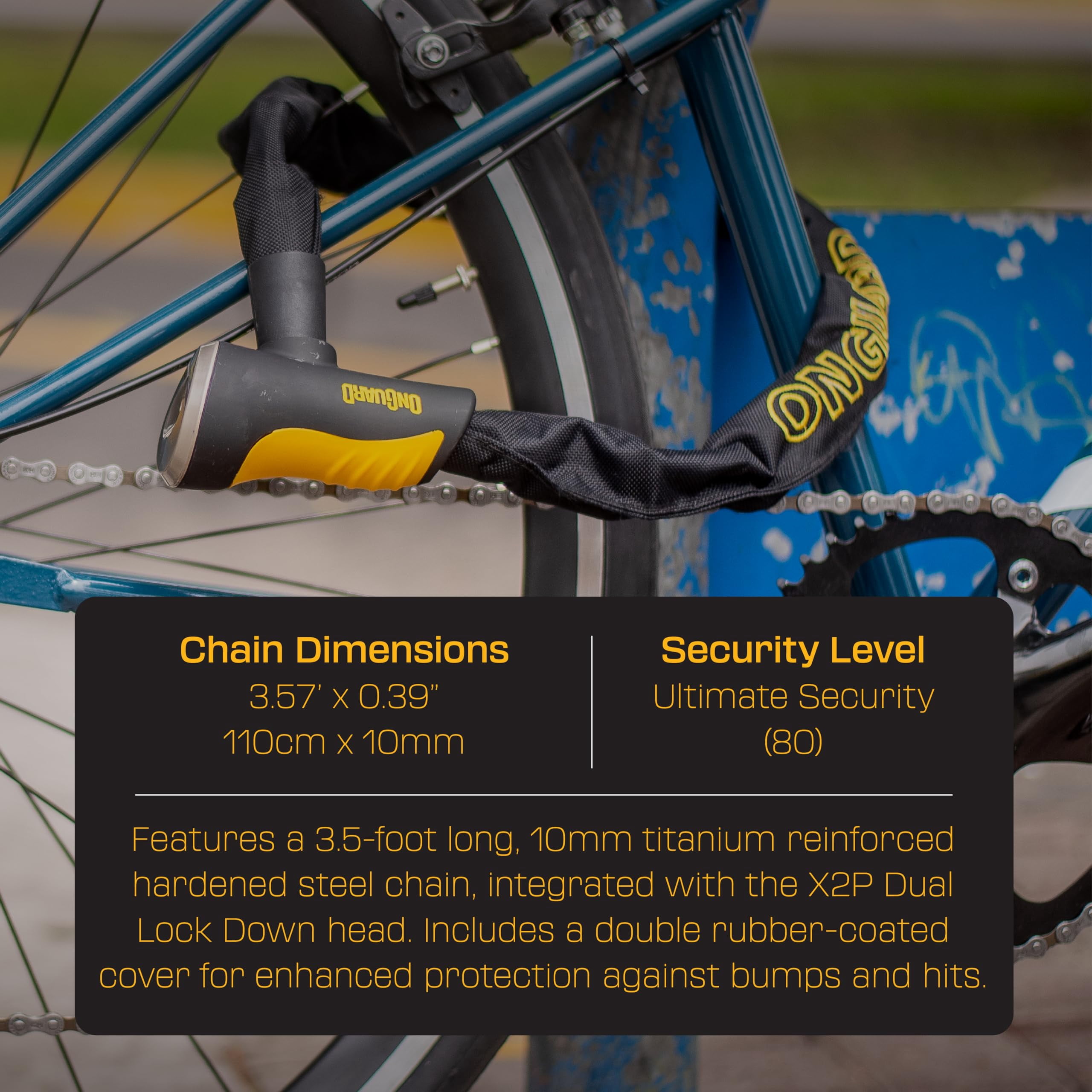 OnGuard Cycling Mastiff Chain Keyed Lock 110cm, Bike Scooter Motorcycle Security