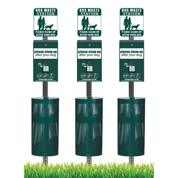 Pet Waste Station / Dog Waste Stations - Everything Included - Free 400 dog waste bags and 25 can liners