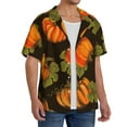 thumbnail image 4 of Xecao offers the Orange Pumpkin for Men's Casual Short-sleeved Shirt, a button-up collared shirt with a pocket, perfect for beach vacations and yacht travel in the Medium size., 4 of 7