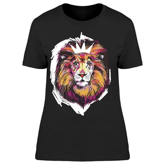 Colorful Lion Face T-Shirt Women -Image by Shutterstock, Female Large
