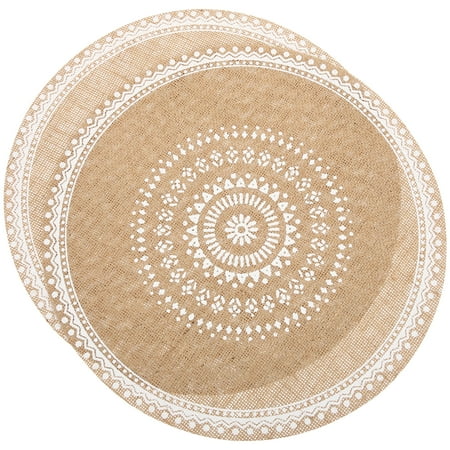 

2Pcs Placemats Rustic Round Placemats Heat-resistant Dinning Table Mats Place Mats