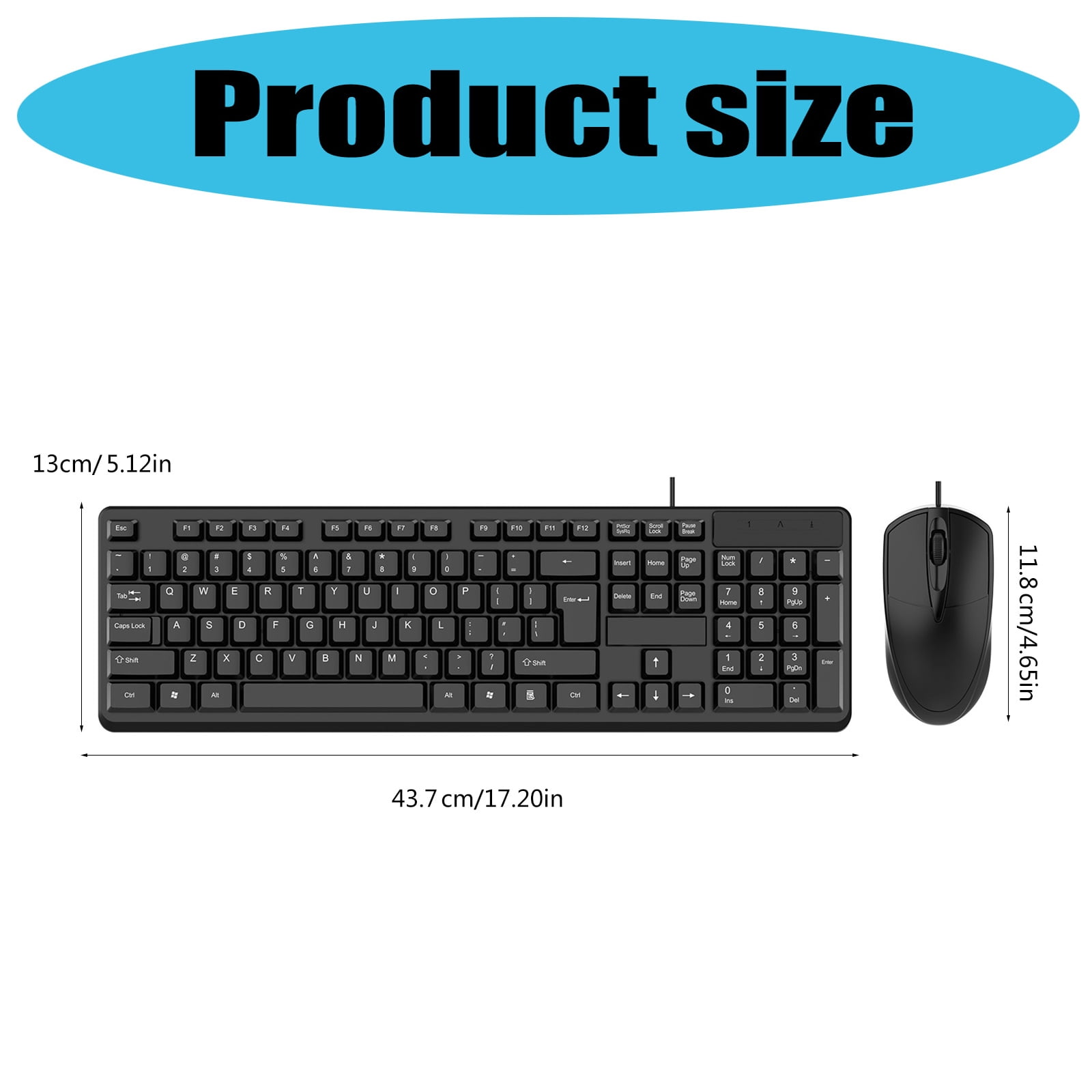 Gaming Keyboard and Combo USB Corded Full Size Mechanical Feeling Keyboard for Laptop Desktop