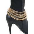thumbnail image 6 of Women Gold Boot Chain Links Shoe Charm Multi Strands Waves Strap Western Style, 6 of 7