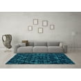thumbnail image 3 of Ahgly Company Machine Washable Indoor Round Abstract Turquoise Blue Modern Area Rugs, 4' Round, 3 of 4