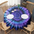 thumbnail image 3 of Blue Purple Tie Dye Mandala Pattern Round Tablecloth 60"x60",Wrinkle Wipeable Table Cloth for Kitchen Dining Room Picnic Patio Party, 3 of 6