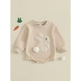 thumbnail image 3 of Baby Toddler Easter Romper 3 6 12 18 Months Spring Long Sleeve Bunny Embroidery Loose Bodysuit Newborn Playsuit, 3 of 9