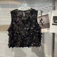 thumbnail image 5 of Glisme Girls Tops Size 8-9 Years Sequin Tank Top Fashion Loose Fit Summer Sleeveless Glitter Vest Casual Playwear Regular Fit Black Graphic Tee, 5 of 5