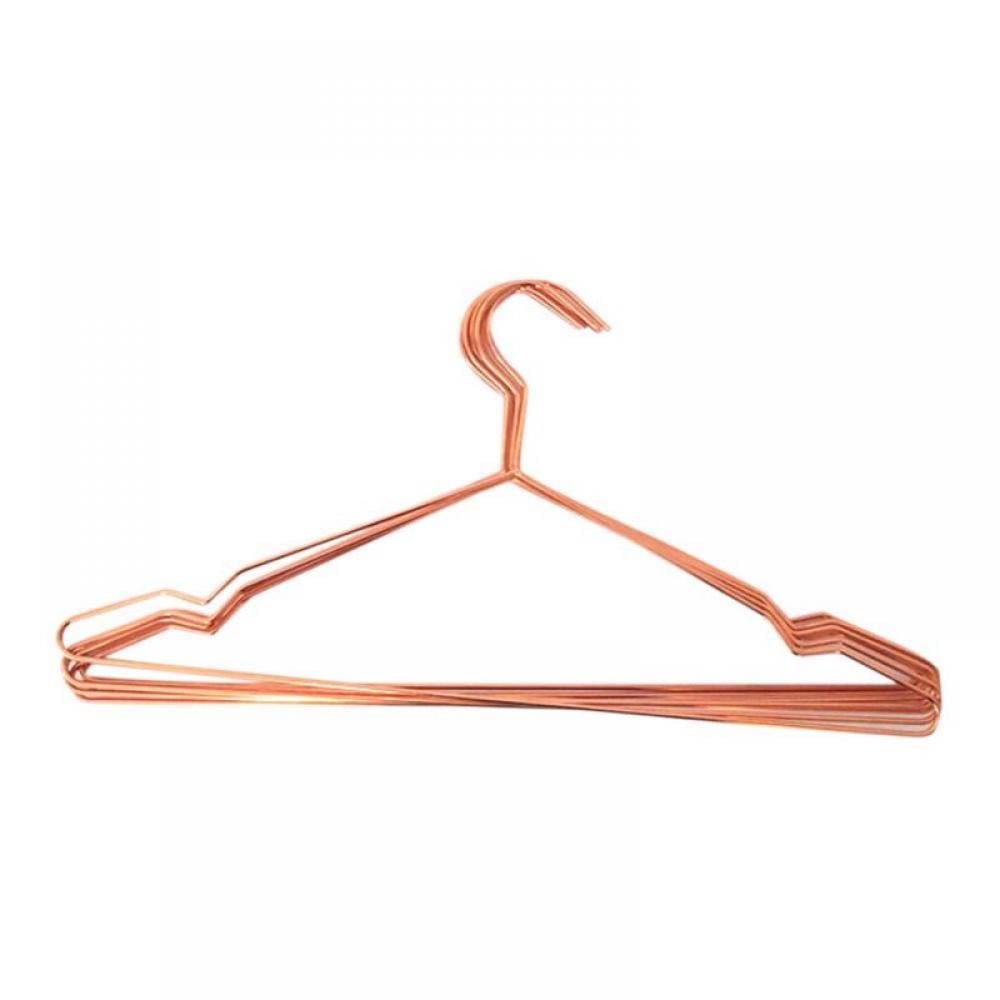 ARLYSING 20pcs Heavy Duty Rose Gold Metal Clothes Hangers Trousers Hangers with Notches Dress Shirt Shiny Copper Slim Metal Wire Coat Hangers Jackets Suit Blouse 
