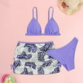 thumbnail image 2 of Coerni Girls Swimsuit 3 Piece Tropical Print Bathing Suit Spaghetti Strap Bikini Set with Cover Up Skirt Kids Beach Swimwear, 2 of 5