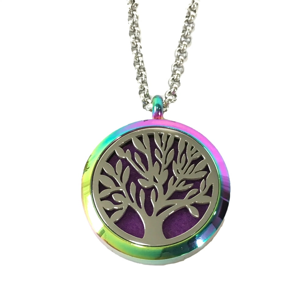 Bagtique Tree of Life Aromatherapy Diffuser Locket Necklace, Rainbow
