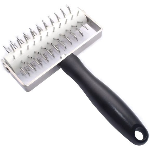 ABPETE Pizza Dough Docker Roller - Professional Stainless Steel Pastry Docker Roller with Spike for Homemade Baking Cake crackers Pie Hole Maker,Prevent Dough from Blistering