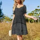 thumbnail image 4 of Vestido de manga corta de imitación de tela azul oscuro, ropa de mujer, traje de festival, vestido de noche para mujer, 4 of 7