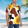 thumbnail image 5 of Easygdp Cow Print Sunflower Men's Hawaiian Shirts Print Lapel Short Sleeve for Beach, vacation, party, casual occasions - XX-Large, 5 of 9