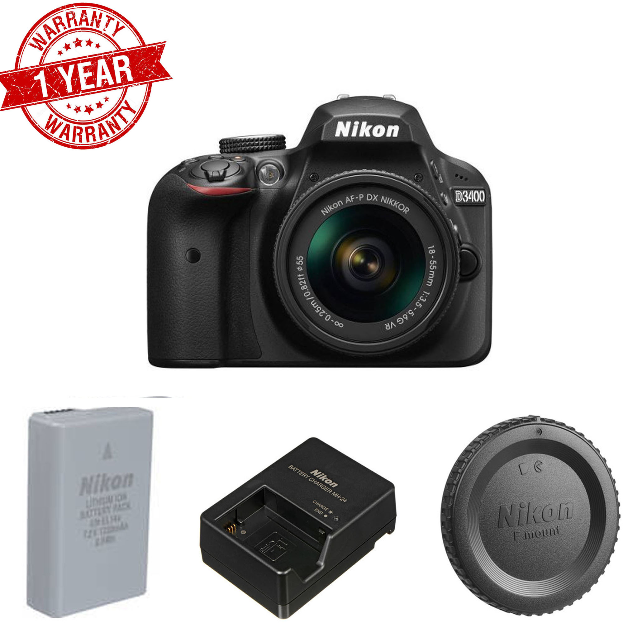 Nikon D3400 DSLR Camera with 18-55mm Lens (Black) USA - image 1 of 1